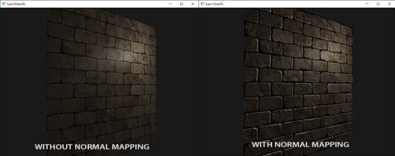 Surface without and with normal mapping in OpenGL