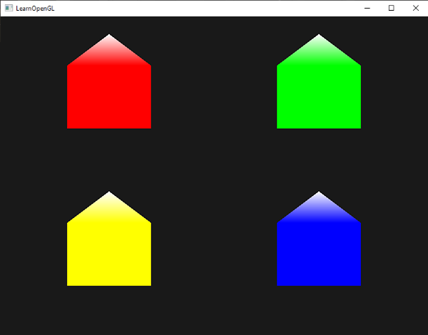 Snow-colored houses, generating using points with geometry shaders in OpenGL