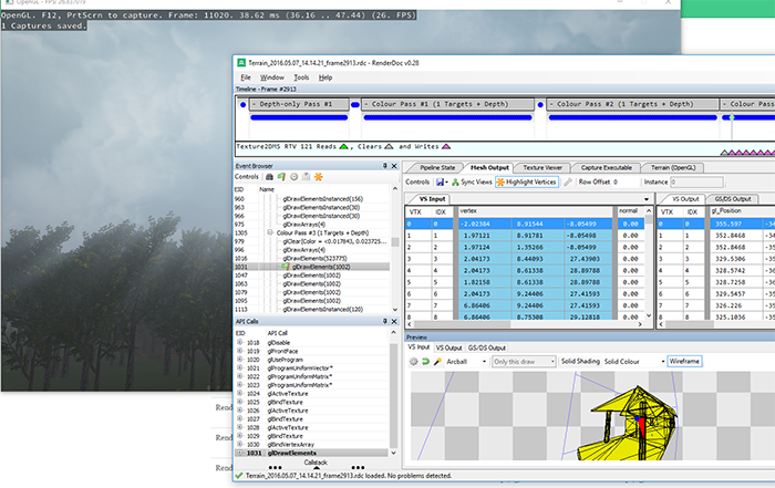 Image of RenderDoc running on an OpenGL application.