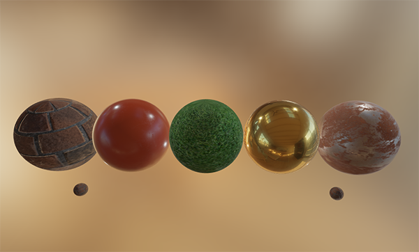 Render in OpenGL of full PBR with IBL (image based lighting) on textured spheres.