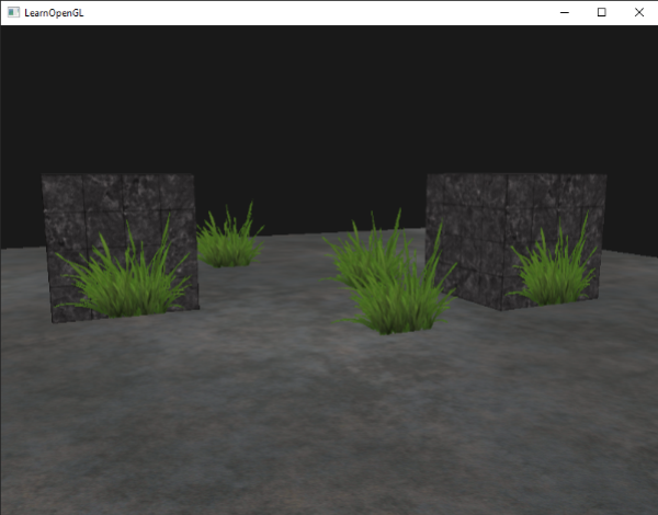 Image of grass leaves rendered with fragment discarding in OpenGL