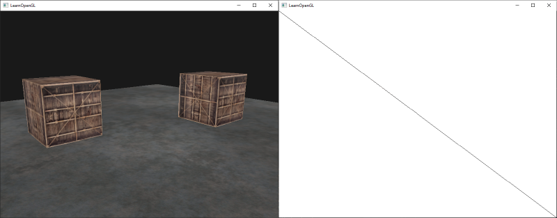 An image of a 3D scene in OpenGL rendered to a texture via framebuffers