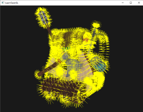 Image of geometry shader displaying normal vectors in OpenGL