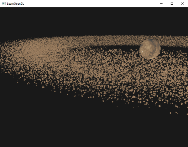 Image of asteroid field in OpenGL drawn using instanced rendering