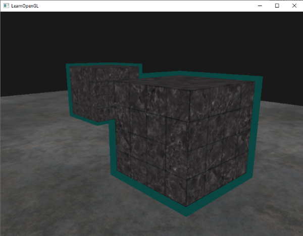 3D scene with object outlining using a stencil buffer