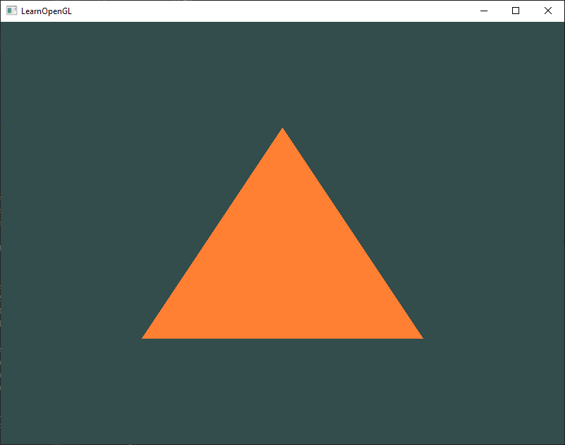 An image of a basic triangle rendered in modern OpenGL