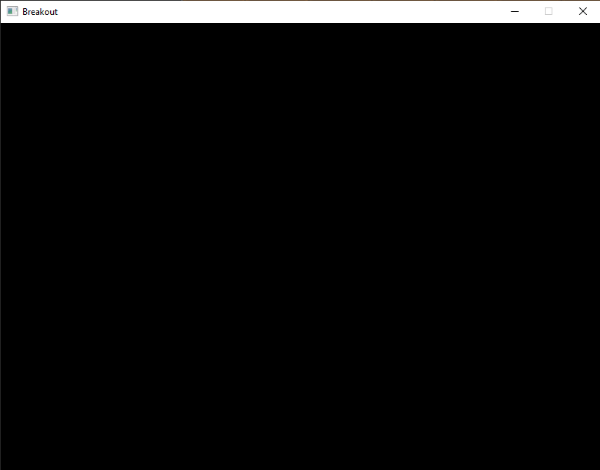 Blank image of start of Breakout game in OpenGL